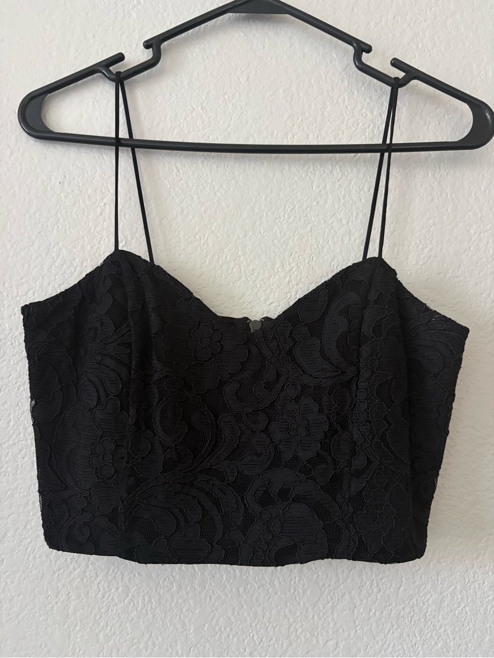 Topshop Black Lace Cropped Cami with Spaghetti Straps